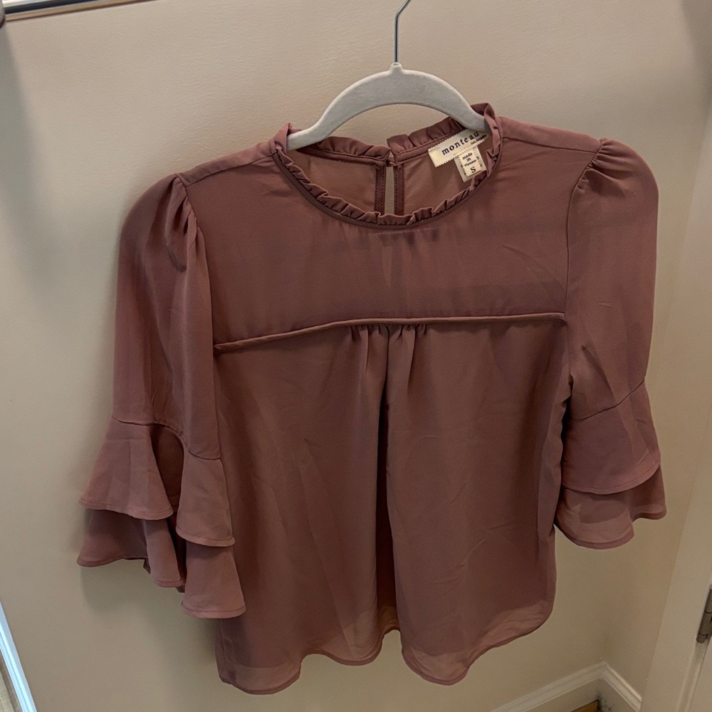 a new day Dusty Rose Ruffle Sleeve Blouse